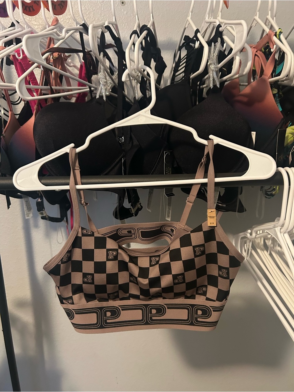 PINK Victoria's Secret Brown Checkered Logo Bralette
